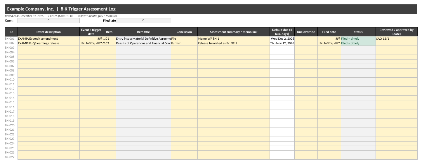 Trigger Log tab preview