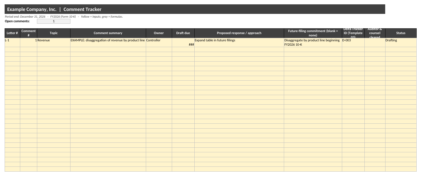 Comments tab preview